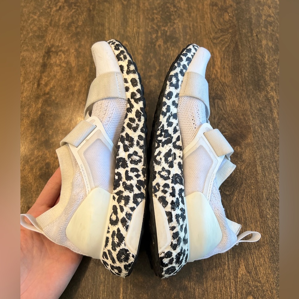 Adidas by Stella McCartney White and Black Leopard Print Athletic Shoes